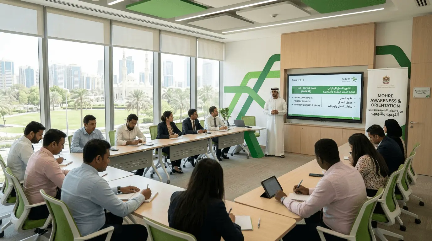 Group Tawjeeh orientation session booking for up to 10 workers in Abu Dhabi